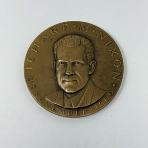 RICHARD NIXON VINTAGE 1960 CAMPAIGN COMMEMORATIVE BRONZE COIN METALLIC ART CO NY